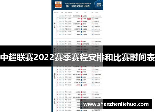中超联赛2022赛季赛程安排和比赛时间表